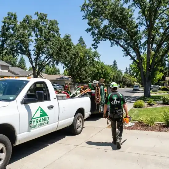 Kansas City Tree Care truck arriving at a Kansas City residential job